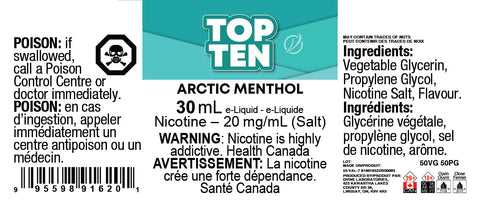 SALTS: ARCTIC </P>Menthol ONTAX