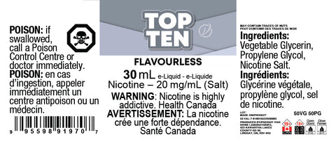 SALTS: FLAVOURLESS </P>No Flavour ONTAX